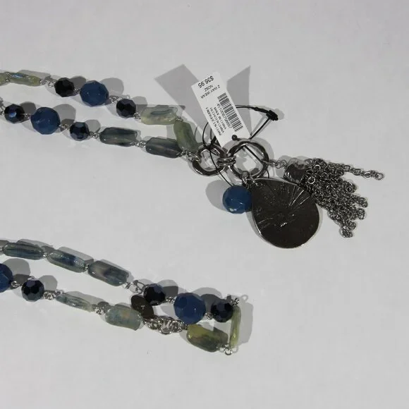NWT Chico's Blue and Silver Tone Pendant Necklace - Picture 7 of 7